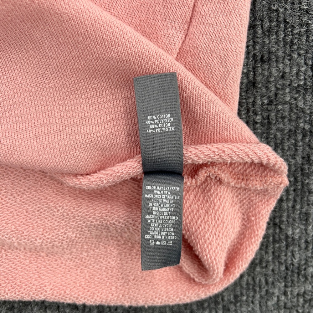 Aerie Henley Crop Sweatshirt Women Medium Pink Long Sleeve Raw Hem Comfy Lounge - Picture 7 of 8
